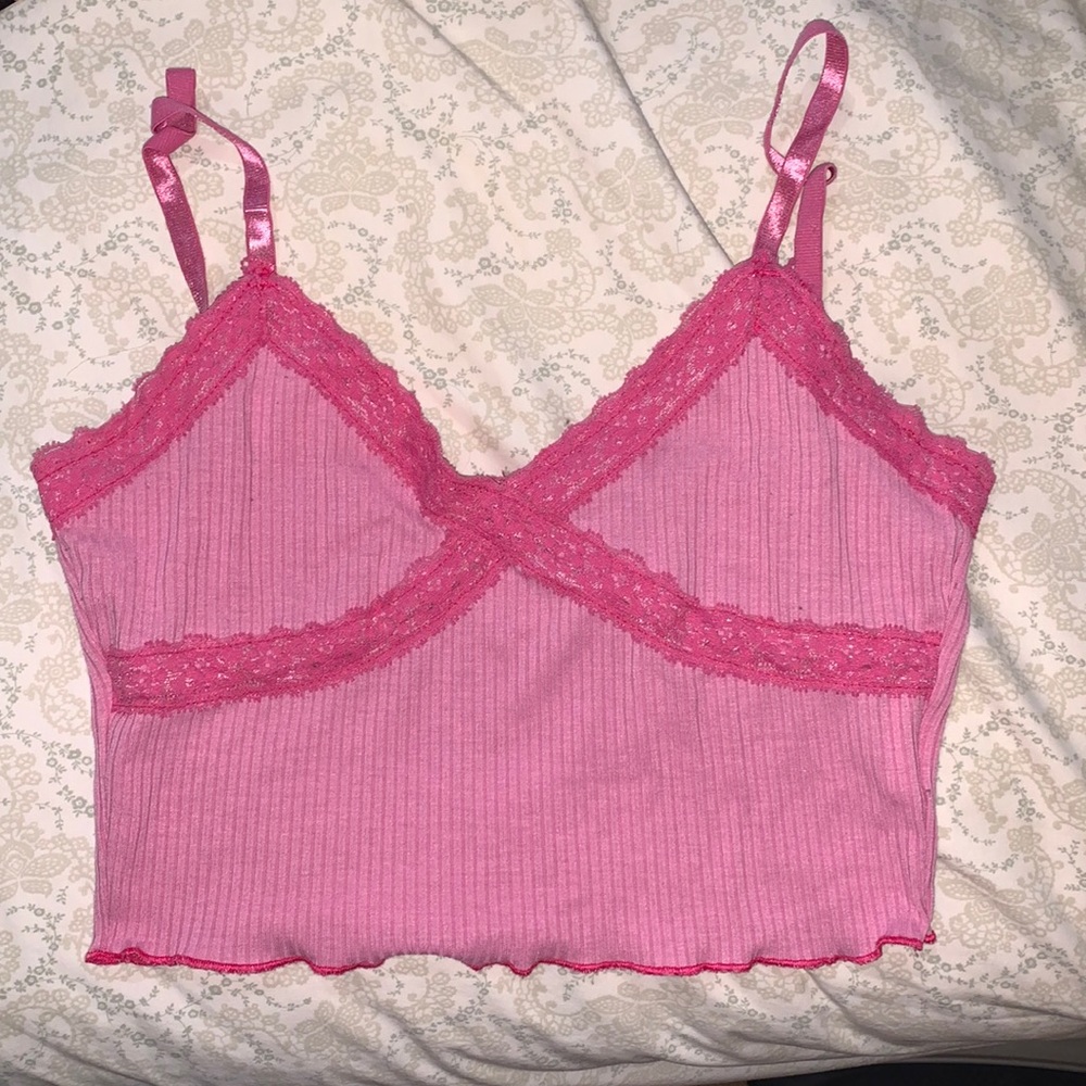 Pink Lace Tank Top
